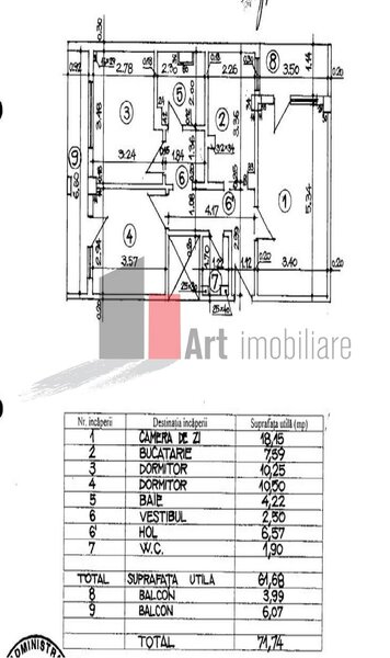 Crangasi, apartament cu trei camere de vanzare, loc de parcare